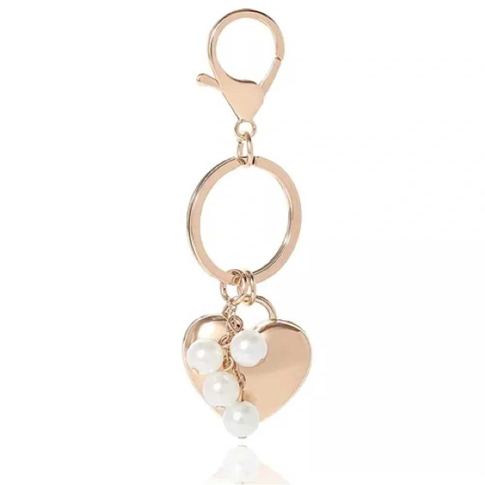 Juicy Couture Gold Heart Purse Keychain with Pearl Charms New